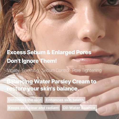 ROUME Balancing Water Parsley Cream 1.69 fl.oz. (50ml) ? Korean Facial Moisturizer for Oily Skin, Pore Refining & Sebum Control, with 33,975ppm Water Parsley Extract, Brightening & Anti-Wrinkle