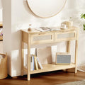 Natural Rattan Console Table with 2 Drawers | Entryway & Sofa Table - 2 Drawers