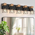 Farmhouse Style 5-Light Black Bathroom Vanity Light Fixture - Black / 5 Lights