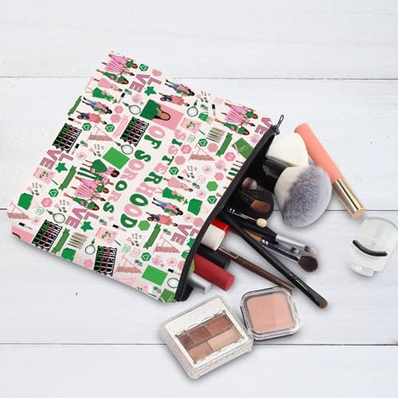 G2TUP Sorority Cosmetic Bag Sorority Sister Gifts For Women I Love All Things Pink and Green Makeup Bag Sisterhood Merch (Sisterhood Love MG)