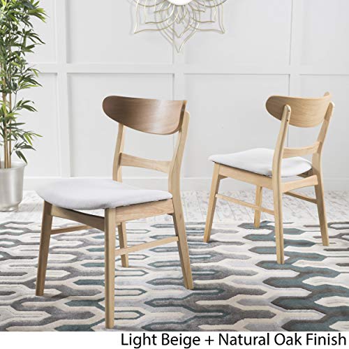 Christopher Knight Home Idalia Dining Chairs 2-Pc Set Light Beige Oak Finish