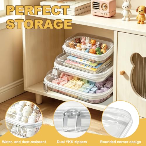 6 Pack Clear Hard Shell Makeup & Travel Organizer Bags - Small, Medium, Large