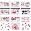 Teacher Appreciation Gift Makeup Bags - Bulk 30 Pcs Canvas Zippered Pouches with Valentine's Day Theme
