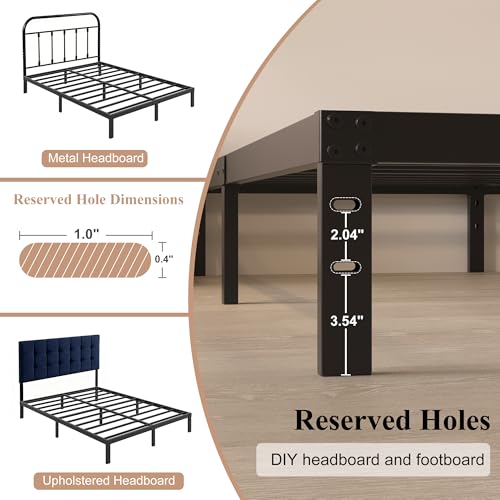 Queen Size Bed Frame - 10 Inch Platform Bed No Box Spring Needed - Noise-Free, Heavy Duty Steel Support