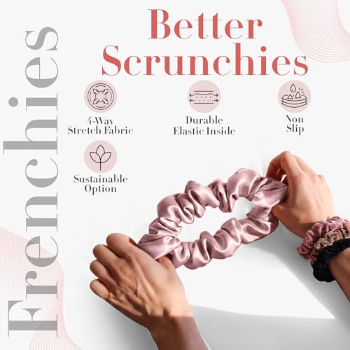 Pink Beige Black Cotton Velvet No Slip Scrunchies - Small 3 Pack