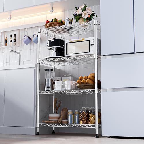 4-Tier Storage Shelving Unit - 1000 lbs Capacity Steel Wire Rack for Home, Kitchen, Office - Chrome, 13.7"D x 23.6"W x 53.4"H