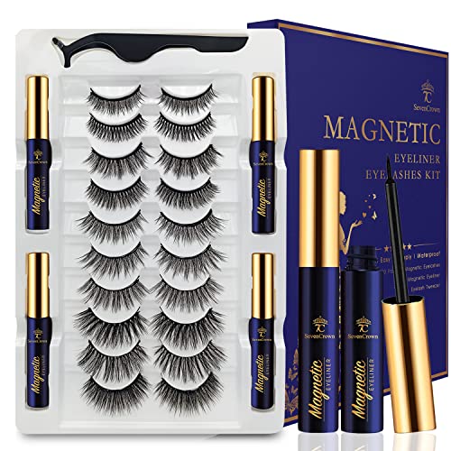 7C SEVENCROWN Black Natural Look 10 Pairs Magnetic Eyeliner & Lash Kit