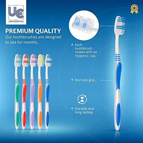 Bulk Individually Wrapped Toothbrushes with Covers - 50 Pack, Soft Bristles, Travel & Hotel Use