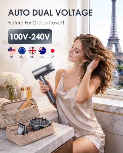 Dual Voltage Travel Hair Dryer 170,000 RPM High-Speed Ionic Blow Dryer