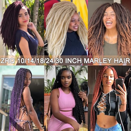 8 Packs Afro Kinky Marley Hair Crochet Extensions 24 Inch - 1B#