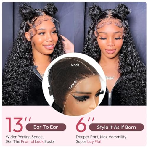 16 Inch Human Hair Lace Front Wigs Afro Kinky Curly 13x6 HD Glueless Wig - Natural Look