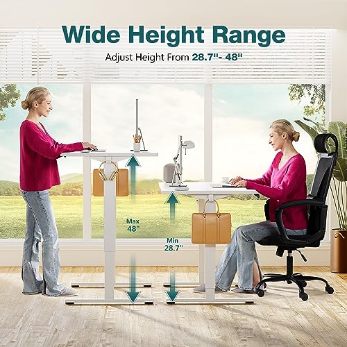 Sweetcrispy Electric Standing Desk 63x24 Inch White - Adjustable Sit-Stand Workstation