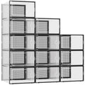 Kuject XXX-Large Clear Stackable Shoe Storage Boxes 12 Pack, Black Variant