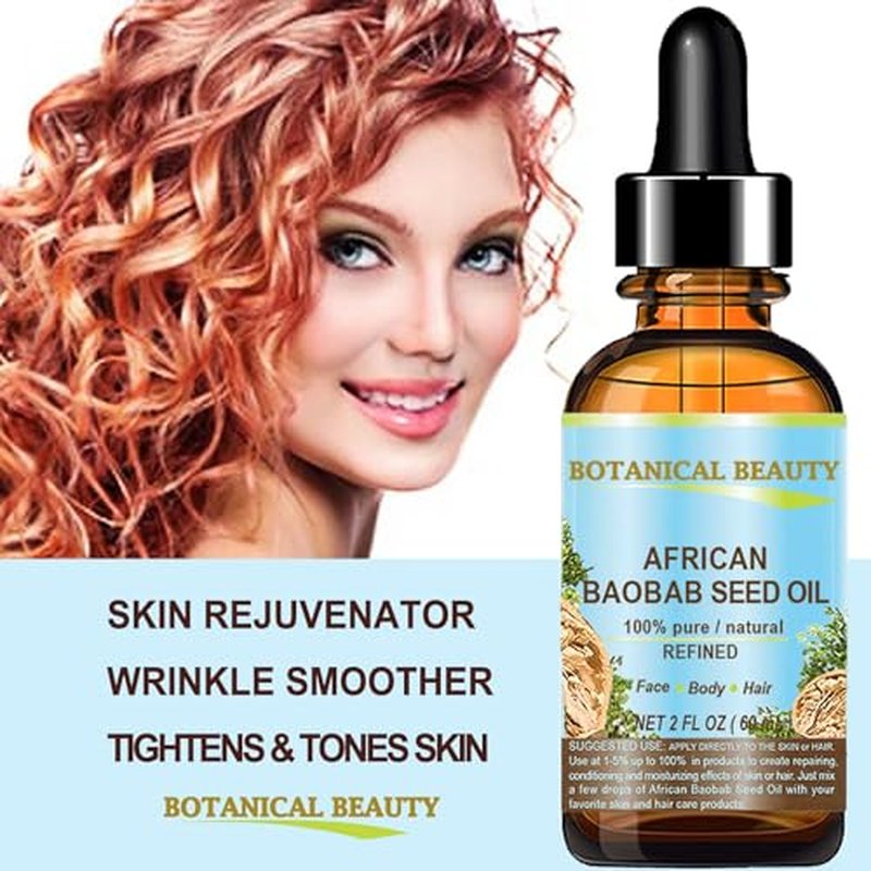 Botanical Beauty? BAOBAB SEED OIL 100% Pure Natural Refined Cold-Pressed Carrier Oil 0.5 Fl oz 15 ml For Face Skin Body Hair Lip Nails Rich in Vitamin C
