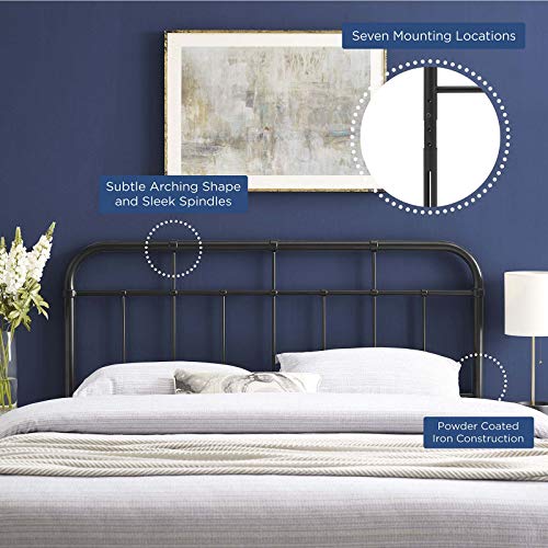 Modway Alessia Black Queen Headboard - Modern Farmhouse Metal Bed Frame