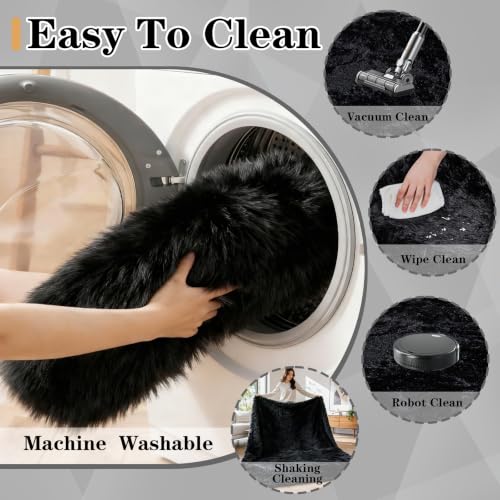 Black 9x12 Area Rug - Fluffy Shag Washable Plush Indoor Carpet for Living Room & Bedroom - Variation of THIS listing