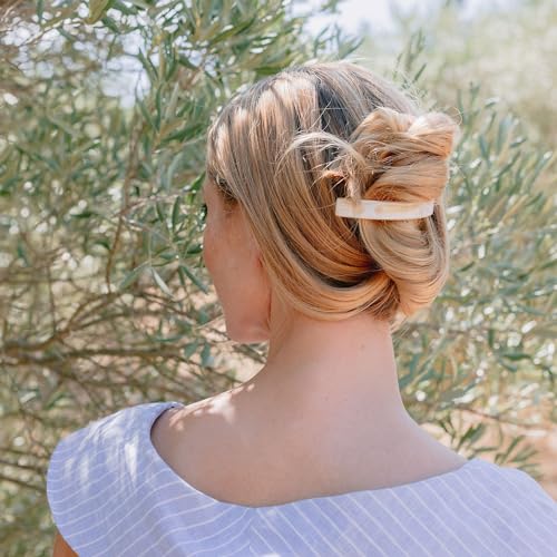 Tokyo Finish France Luxe Narrow Rectangle Volume Hair Barrette - Thick Hair Hold