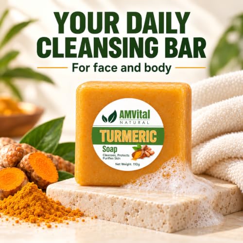 Turmeric Soap Bar 8 Pack for Face & Body - 3.87 Ounce Each, AMVital