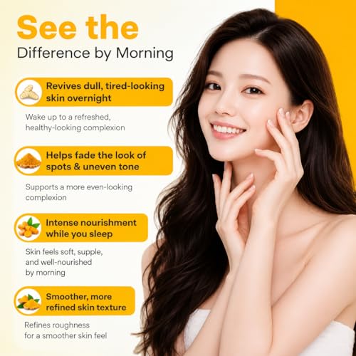 Kojic Acid Turmeric Face Mask - Hydrating Overnight Skin Care, 34ml x 5