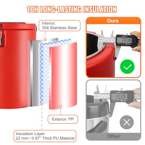 VEVOR 4.5 Gallon Stainless Steel Insulated Beverage Dispenser Hot Cold Drink Server