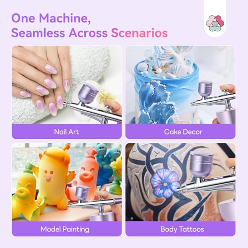 SAVILAND Airbrush for Nails: 30 PSI LCD Display Airbrush Kit with Compressor 0.3mm Nozzle Air brush Gun Portable Rechargeable Cordless Air Brush Machine for Nails Art Painting, Cake Decor, Makeup