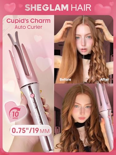 SHEGLAM Automatic Curling Iron Pink 0.75 Inch - Hair Styling Tool