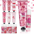 Valentine's Day Hand Cream & Lip Balm Gift Sets - 6 Mini Moisturizing Kits with Heart Design - Perfect for Galentine's Day, Teachers, Coworkers