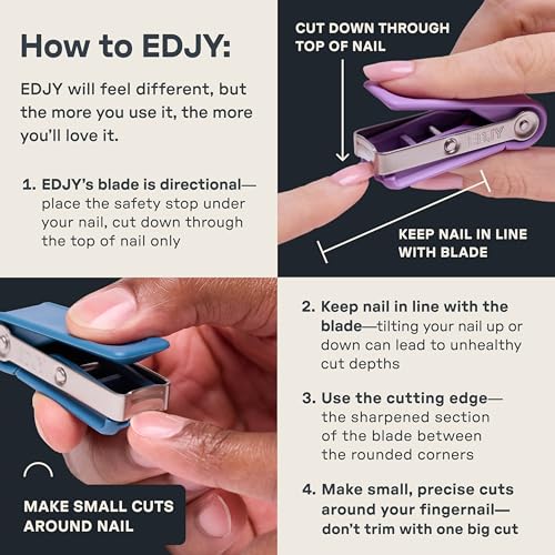 EDJY Fingernail Cutter Set - 2 Pack Stainless Steel Nail Clippers with Safety Stop