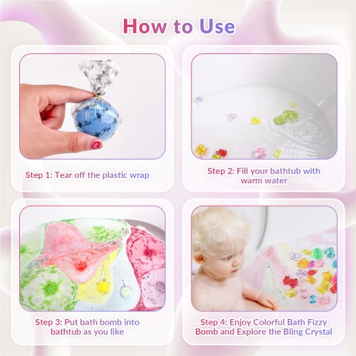 34-Piece Kids Bath Bomb Set with Crystal Toys Inside - Organic Surprise Gift for Children