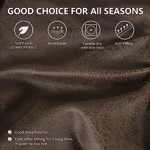 ANARACHON 3 Seater Leather Look Recliner Couch Cover - Brown, 8-Piece Sofa Slipcover