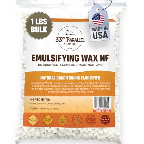 Non-GMO Emulsifying Wax NF Pastilles (1 LBS / 16 OZ) 100% Natural Plant Derived | For Lotions, Creams, Soap Making, Hair Products | Cosmetic Grade | Product of USA | 1 POUND