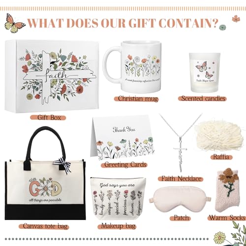 Abbylike 10 Pcs Christian Gifts for Women Faith Sage Floral Inspirational Religious Gifts for Valentines Mom Sister Best Friends Teacher Appreciation