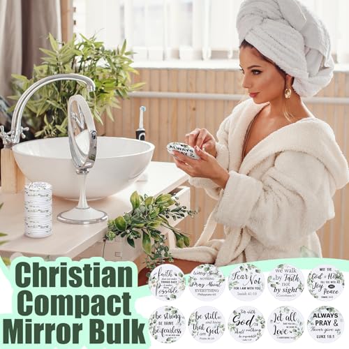 Christian Compact Mirrors Set of 160 with Uplifting Bible Verses - Portable Religious Gift for Women
