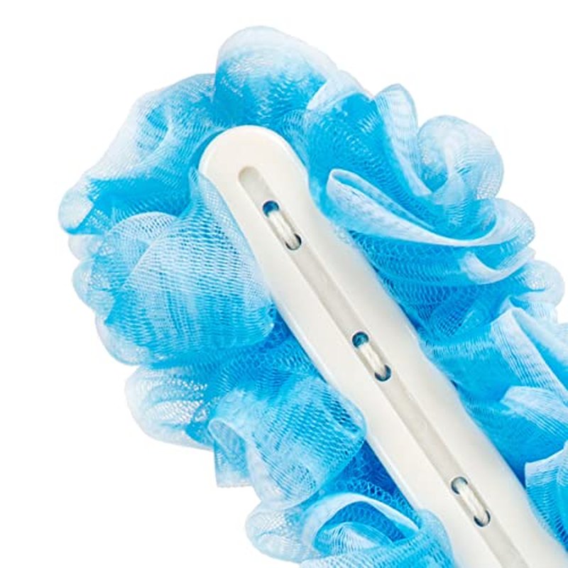 Loofah Back Scrubber for Shower,Loofah On a Stick,Anti-Slip Long Handle Bath Sponge Shower Brush,Soft Nylon Mesh Body Brush for Women&Men (Pack of 2, Blue)