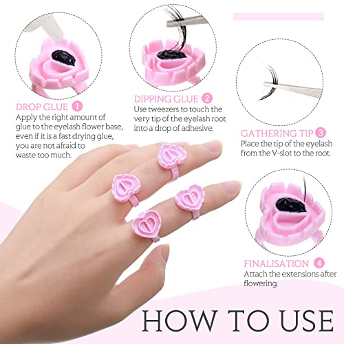1000 Pcs Heart-Shaped Eyelash Extension Glue Rings - Disposable Makeup Tool