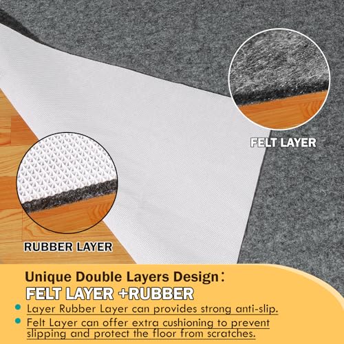 9x12 Ft Waterproof Rug Pad Non Slip Felt Underlay for Hardwood Floors - Thin