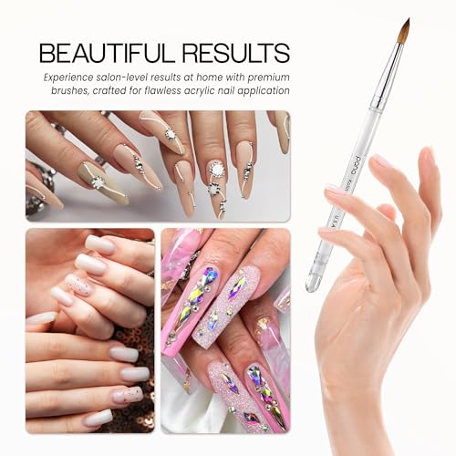PANA Pure Kolinsky Nail Brush Size 8 Clear Acrylic Handle for Nail Art & Extensions