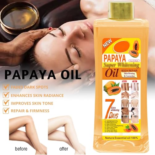1000ml Papaya Oil for Skin Brightening - Organic Papaya Oil for Face - Soft 7 Body Oil, Moisturizing