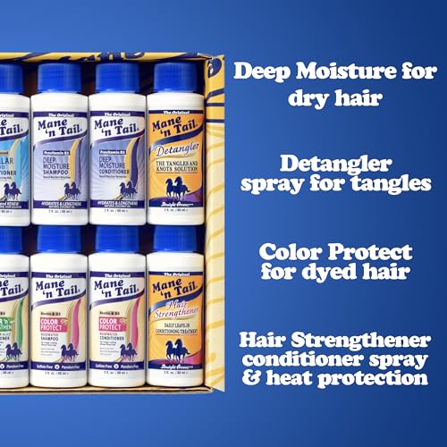 Mane 'n Tail Brand Sampler Trial Size Shampoos Conditioners and Detanglers to Cleanse Strengthen and add Moisture to Hair 15 Piece Set (Pack of 2)