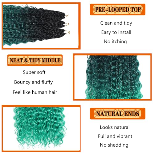Bohemian Crochet Box Braids Hair with Curly Ends - 22 Inch, Pack of 3, Multi-Color Variation