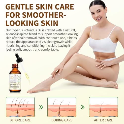 Cyperus Rotundus Hair Removal Oil - 3 Pack, Natural Skin Soothing & Hair Growth Inhibitor, 2.02 Fl Oz Each