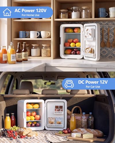 Mini Fridge 10L Compact Portable Refrigerator with AC/DC Power, White - Variation: White / 10L (15 Cans)