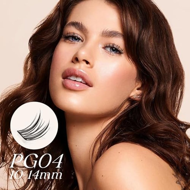 GAQQI Self Adhesive Lash Clusters, Pre Glued Eyelashes 10-14mm Wispy Cluster Lashes, Press On No Glue False Eyelashes, Strong Adhesive & Reusable Glueless£¨PG4£©