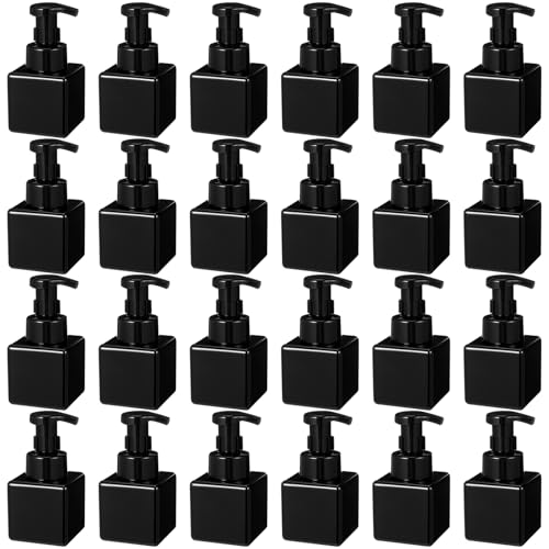 Domensi 24 Pcs Foam Pump Bottle Foaming Soap Dispenser Empty Travel Foaming Dispenser 8.5 oz Refillable Hand Soap Plastic Pump Bottle Travel Clear Container for Bathroom Vanities (Whole Black)