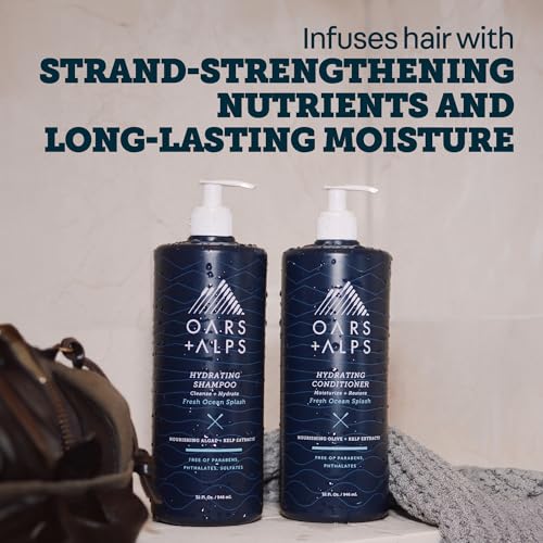 Oars + Alps Men's Sulfate Free Conditioner, Infused with Kelp and Algae Extracts, Fresh Ocean Splash, 32 Fl Oz