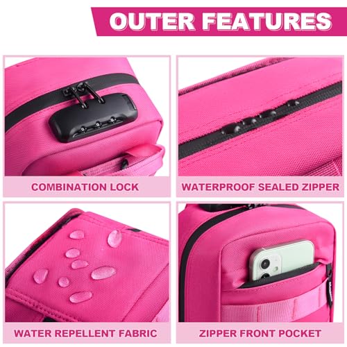 Small Storage Bag with Combination Lock, Travel Medicine Lock Box, Carbon Lined Tactical EDC Molle Bag Pouch, Money Cosmetic Organizer, Great Christmas Gifts for Women