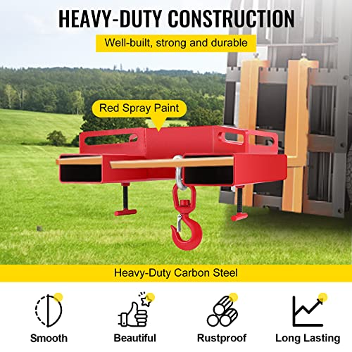 6600LBS Forklift Lifting Hook with Swivel, Heavy Duty Carbon Steel, Red