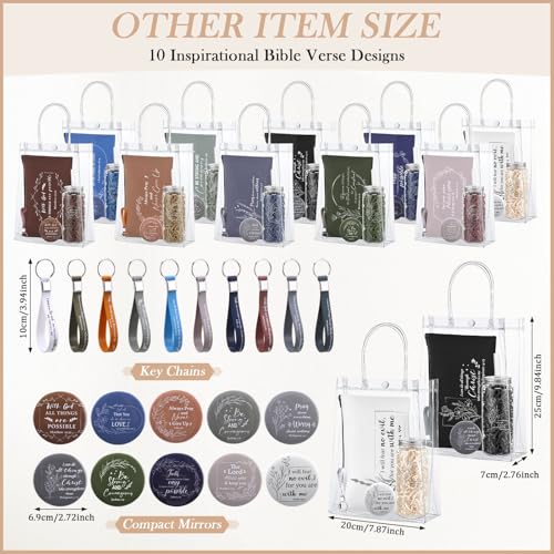Afarnook 50 Pcs Christian Gift for Women Bible Verse Church Gift Bulk Include 13oz Inspirational Quotes Cup with Lid Religious Makeup Bag Mini Compact Mirror Keychain Bag Inspirational Christmas Gifts