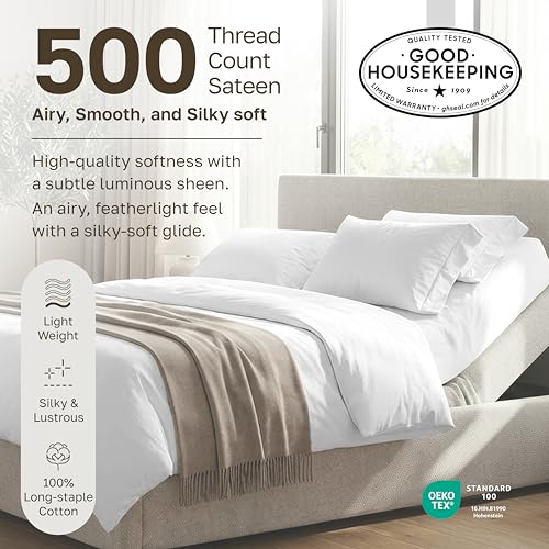 Lavender Striped 16-Piece Split King Cotton Sateen Bed Sheets Set