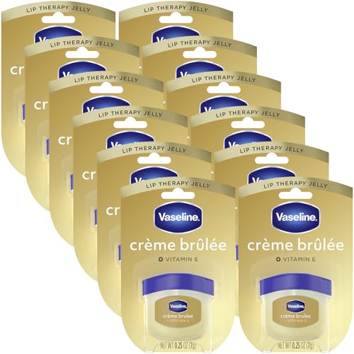Vaseline Lip Therapy Creme Brulee Mini 12-Pack - Moisturizing Lip Balm for Soft, Healthy Lips
